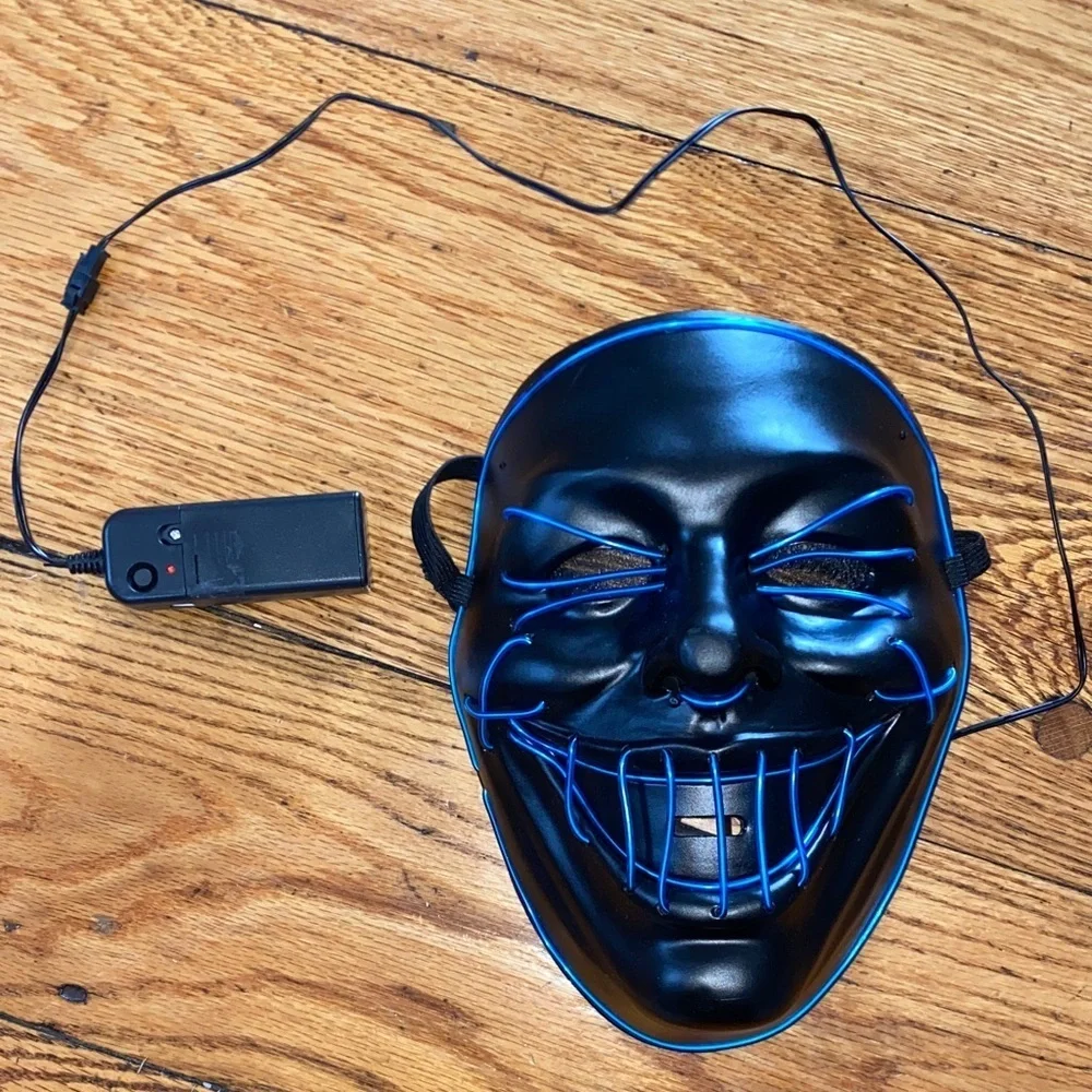Black LED Mask with Blue Lights